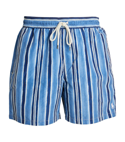 Shop Polo Ralph Lauren Striped Traveller Classic Swim Shorts In Blue
