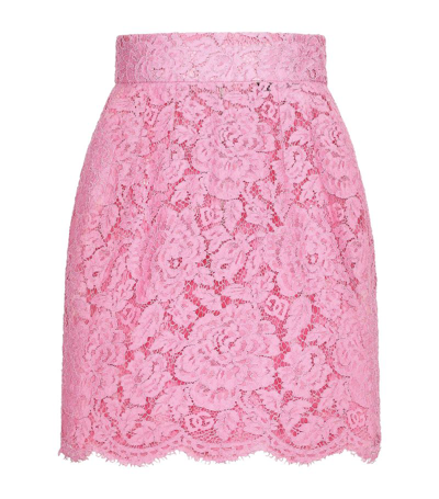 Shop Dolce & Gabbana Floral Lace Mini Skirt In Multi