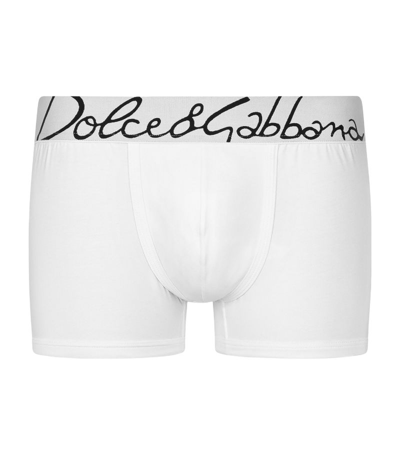 Shop Dolce & Gabbana Stretch-cotton Logo Boxer Briefs In White