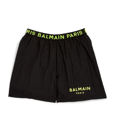 Shop Balmain Logo Swim Shorts (4-14 Years) In Black