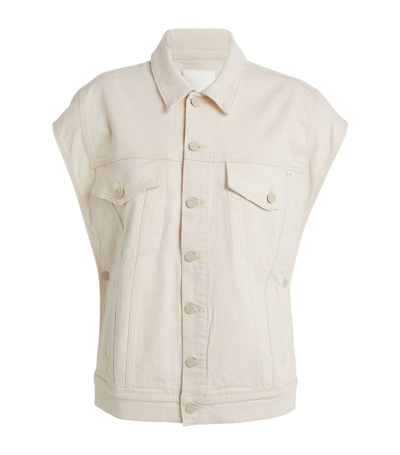 Shop Mother Drifter Poncho Sleeveless Denim Jacket In White