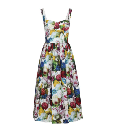 Shop Dolce & Gabbana Silk-blend Floral-print Sleeveless Midi Dress In Multi
