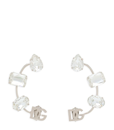 Shop Dolce & Gabbana Rhinestone Dg Logo Ear Cuffs In Multi