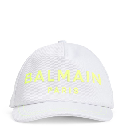 Shop Balmain Logo Baseball Cap In White
