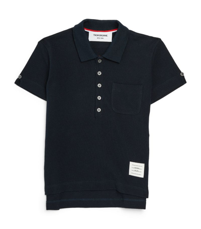 Shop Thom Browne Classic Piqué Polo Shirt (2-12 Years) In Navy