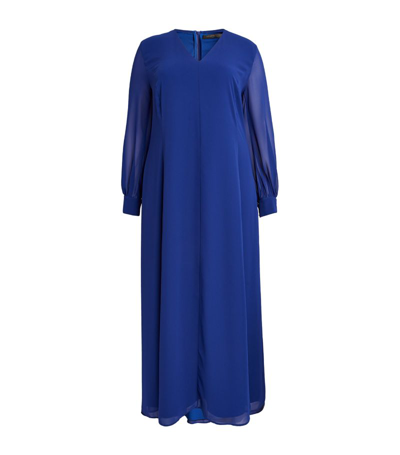 Shop Marina Rinaldi Crepe V-neck Maxi Dress In Blue