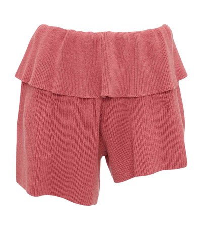 Shop Jw Anderson Rib-knit Asymmetric Shorts In Pink