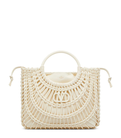 Shop Valentino Leather Allknots Tote Bag In Ivory
