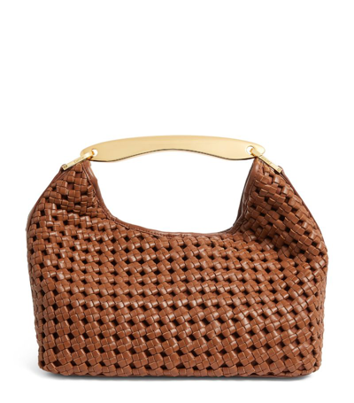 Shop Elleme Leather Woven Boomerang Tote Bag In Brown