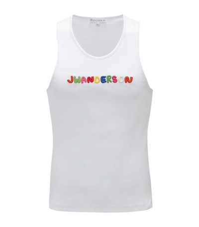 Shop Jw Anderson Embroidered Logo Tank Top In White