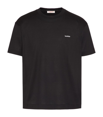 Shop Valentino Logo T-shirt In Black