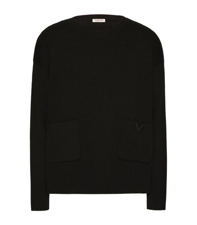 Shop Valentino Virgin Wool Sweater In Black