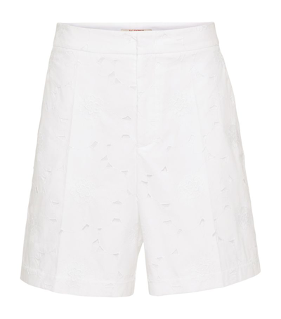 Shop Valentino Cotton-blend Bermuda Shorts In White