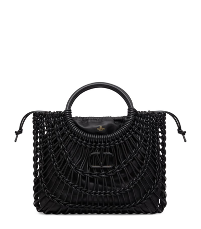 Shop Valentino Leather Allknots Tote Bag In Black