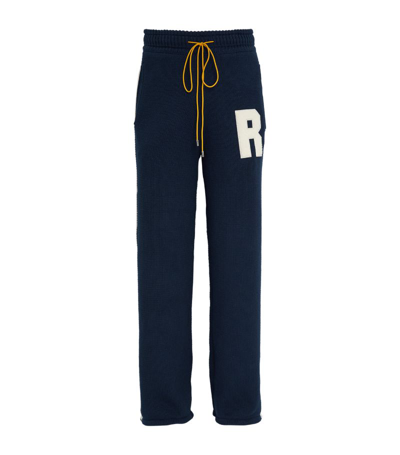 Shop Rhude Knitted Sweatpants In Navy
