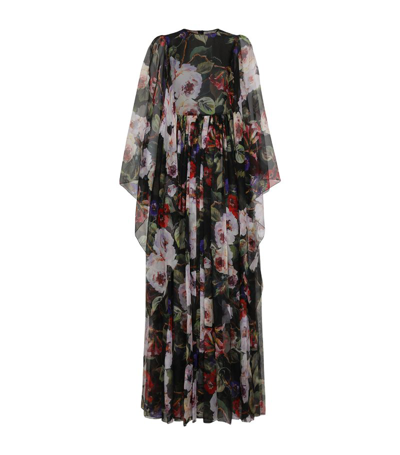 Shop Dolce & Gabbana Silk Floral Print Gown In Multi