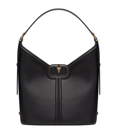 Shop Valentino Leather Vlogo Shoulder Bag In Black
