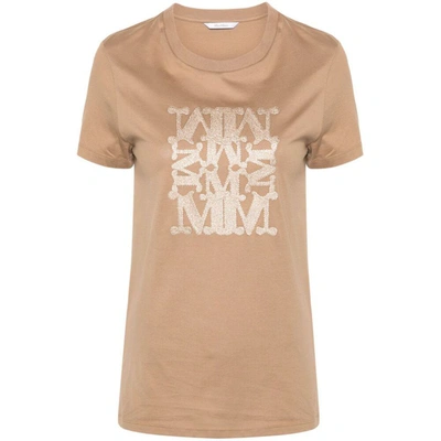 Shop Max Mara T-shirts In Brown/gold
