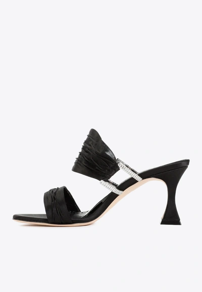 Manolo Blahnik Chinap 70 Satin Mules In Black