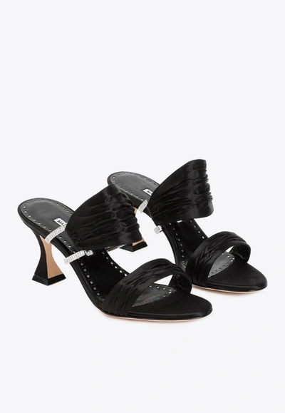 Shop Manolo Blahnik Chinap 70 Satin Mules In Black