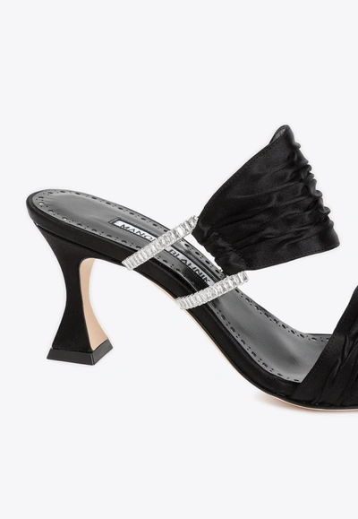 Shop Manolo Blahnik Chinap 70 Satin Mules In Black