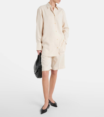 Shop Totême Pinstriped Shirt In White