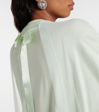 Shop Simone Rocha Bow-detail Layered Jersey Midi Dress In Green