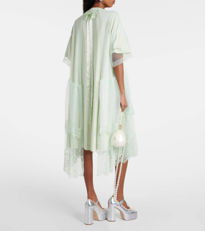 Shop Simone Rocha Bow-detail Layered Jersey Midi Dress In Green