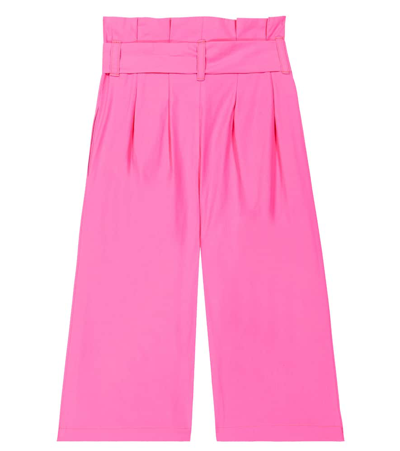 Monnalisa Cropped Cotton Poplin Pants In Red