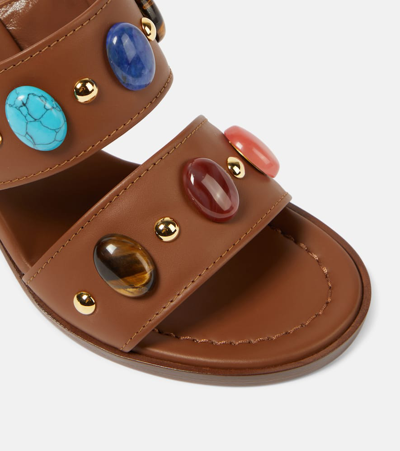 Gianvito Rossi Shanti Embellished Leather Sandals In Brown