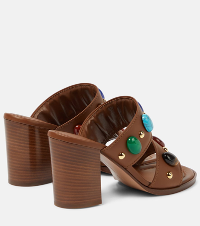Gianvito Rossi Shanti Embellished Leather Sandals In Brown