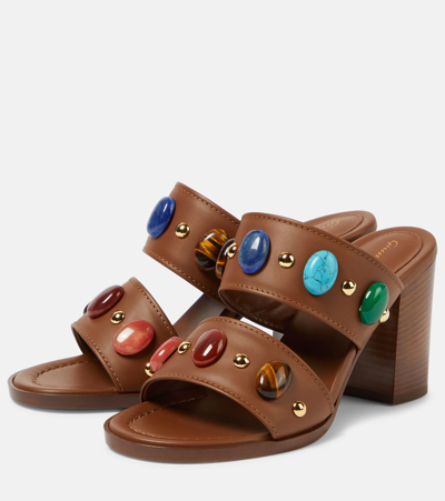 Gianvito Rossi Shanti Embellished Leather Sandals In Brown