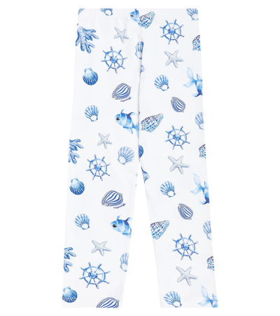 Monnalisa Printed Cotton-blend Jersey Leggings In Multicoloured