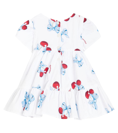 Shop Monnalisa Baby Printed Cotton Poplin Dress In White