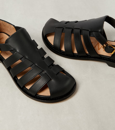Shop Loewe Campo Leather Sandals In Schwarz