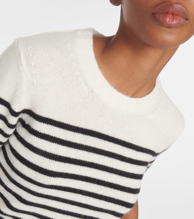 Shop Khaite Luphia Striped Cashmere Sweater In Weiss