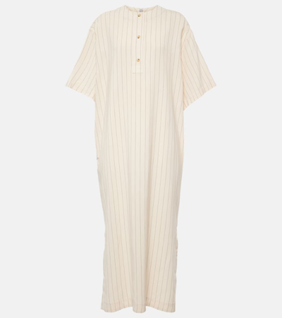 Shop Totême Pinstriped Midi Shirt Dress In White