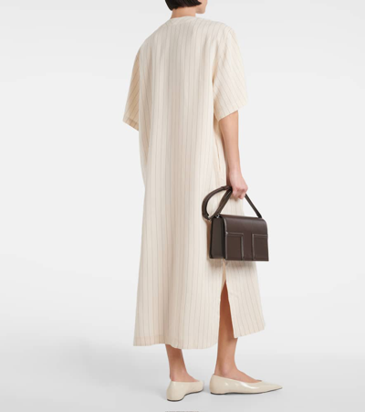 Totême Pinstriped Crepe Midi Dress In White