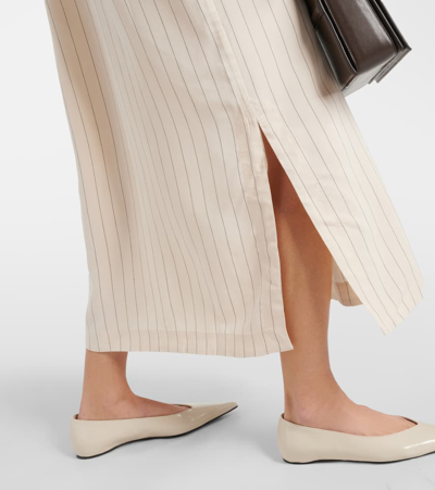 Shop Totême Pinstriped Midi Shirt Dress In White