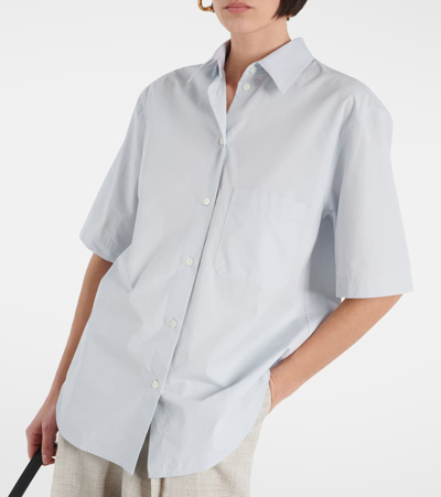 Totême Short-sleeve Poplin Shirt In Blue