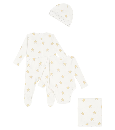 Shop Stella Mccartney Baby Cotton Playsuit, Hat, And Blanket Set In Multicoloured