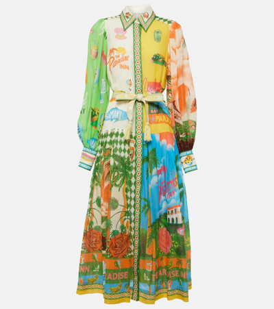 Shop Alemais Alémais Paradiso Printed Ramie Maxi Shirt Dress In Multicoloured