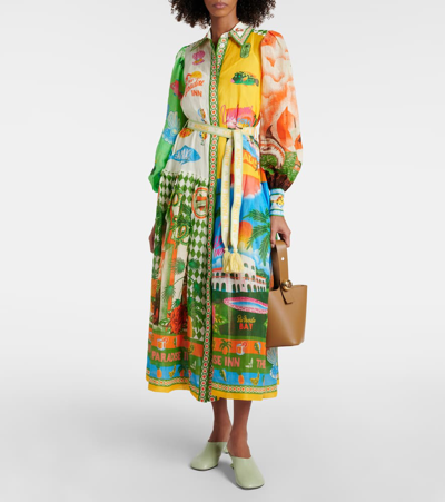 Shop Alemais Alémais Paradiso Printed Ramie Maxi Shirt Dress In Multicoloured