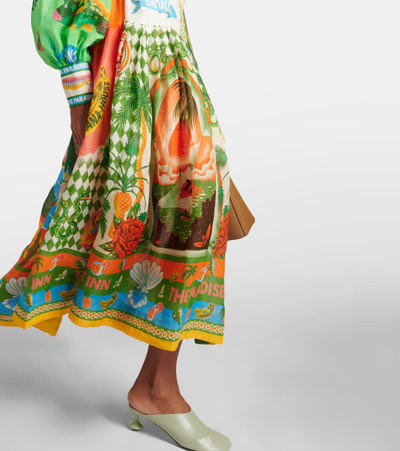 Shop Alemais Paradiso Printed Ramie Maxi Shirt Dress In Multicoloured