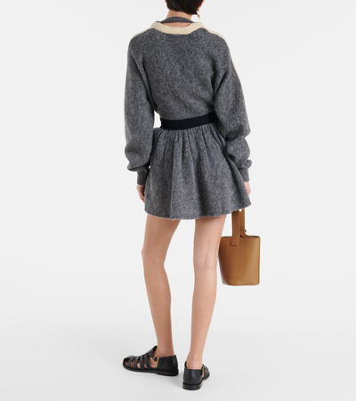 Shop Loewe Wool Miniskirt In Grey