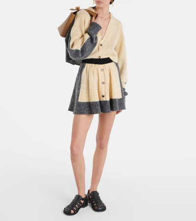 Shop Loewe Wool Miniskirt In Grey