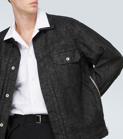 Sacai Contrast-stitching Denim Jacket In Black