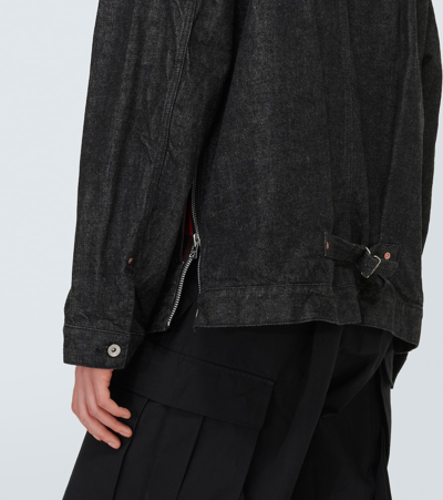 Sacai Contrast-stitching Denim Jacket In Black