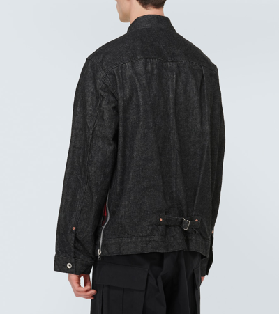 Sacai Contrast-stitching Denim Jacket In Black
