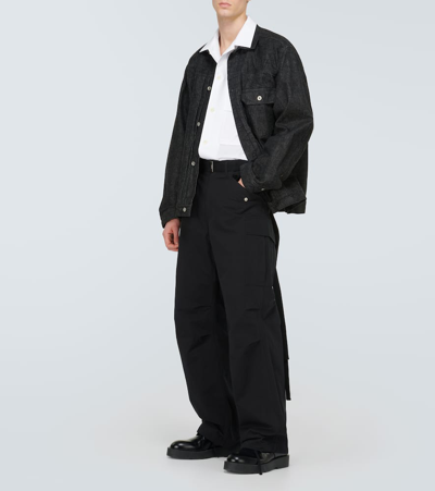 Sacai Contrast-stitching Denim Jacket In Black